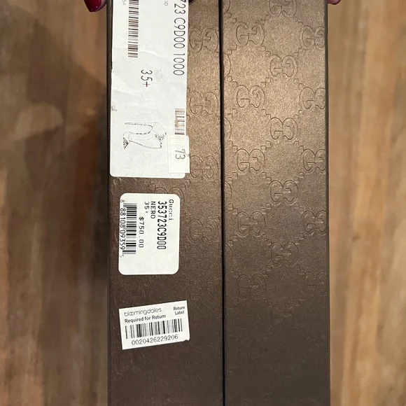 Gucci Malaga Kid Nero Black and Gold Studded T-Strap Heels - Picture 8 of 16